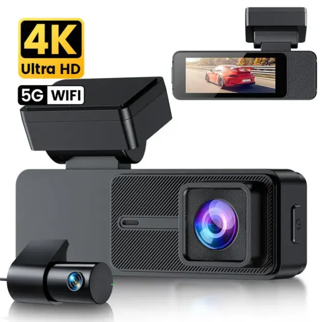 D700 4K+1080P 5G WiFi GPS 3.18 Inch Touch Screen Dash Cam,64GB SD Card